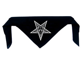 Goat's Head Bandanna - Goat Skull Pentagram Devil Baphomet dragon Leviathan Cross Gothic Metal Occult Punk Satan Satanic Voodoo Wicca demon