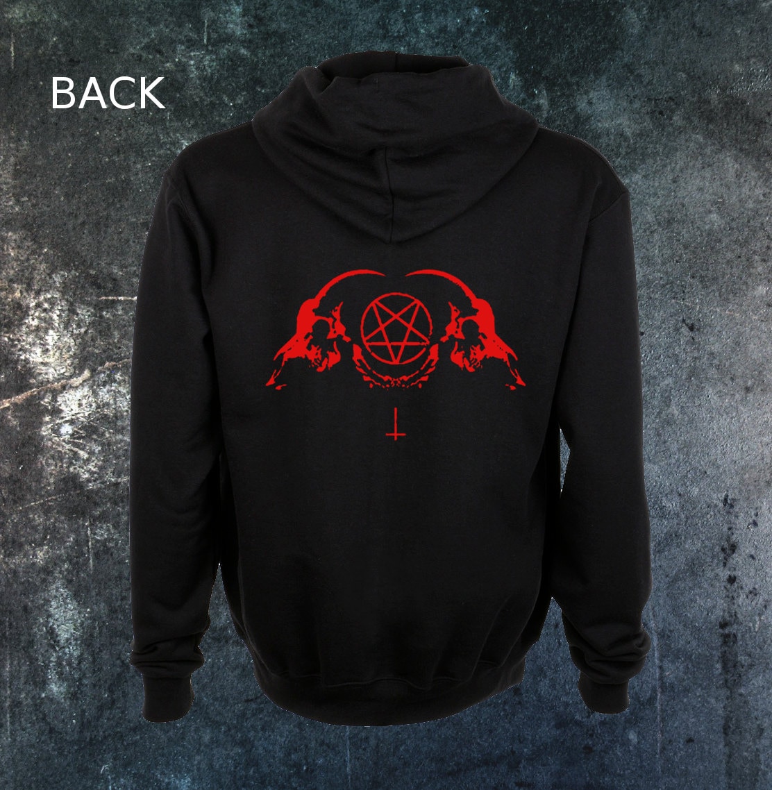 Satanic Goat Skull Zip up Zipper Hoodie Punk Occult Gothic Satan