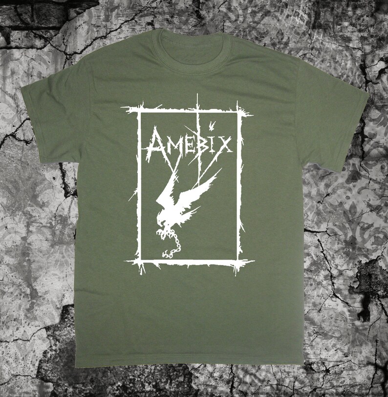 Amebix T Shirt Nausea Anti Cimex Discharge Doom Wolfbrigade Warcollapse Skitsystem Disrupt Aus-rotten Avskum Wolfpack Crust Punk Anarcho Olive Drab & White