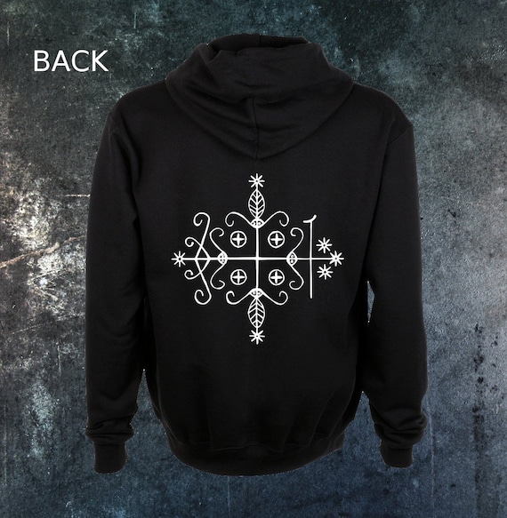 Papa Legba Voodoo Veve Zip up Zipper Hoodie - Satanic Pentagram