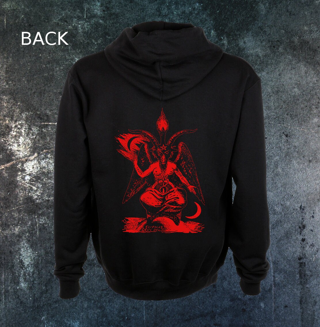 Baphomet Zip up Zipper Hoodie - Satanic Pentagram Punk Occult