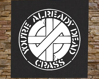 Crass BACK Patch - Crust Anarcho Punk Rudimentär Peni Amebix Disorder Subhumans Dirt Icons of Filth Aus-Rotten Illamående Black Flag Doom Filth