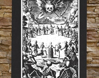 Memento Mori Canvas Print / BACK Patch - Danse Macabre Dance of Death Remember Skull Occult Gothic Skeleton Medieval Wicca Voodoo Seal Sigil