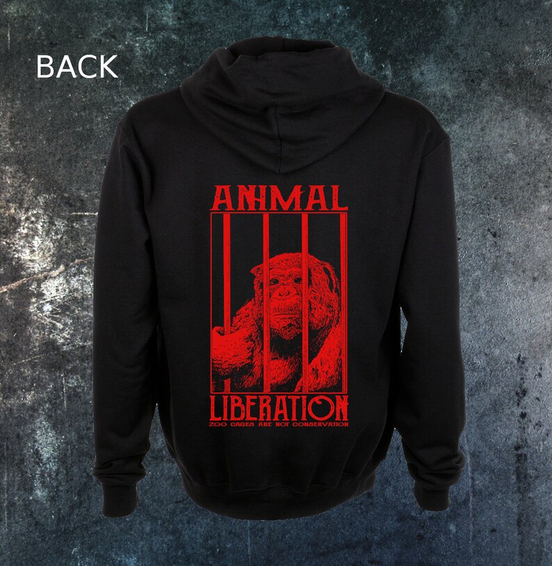 Animal Liberation Front Zip Up Hoodie Front Activism ALF Earth | Etsy