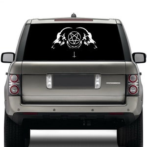 Goat Skull Die Cut Vinyl Sticker - Pentagram Decal Satanic Occult Metal Satan Goat&#39;s Head Baphomet Witchcraft Wicca Demonic Sigil of Lucifer