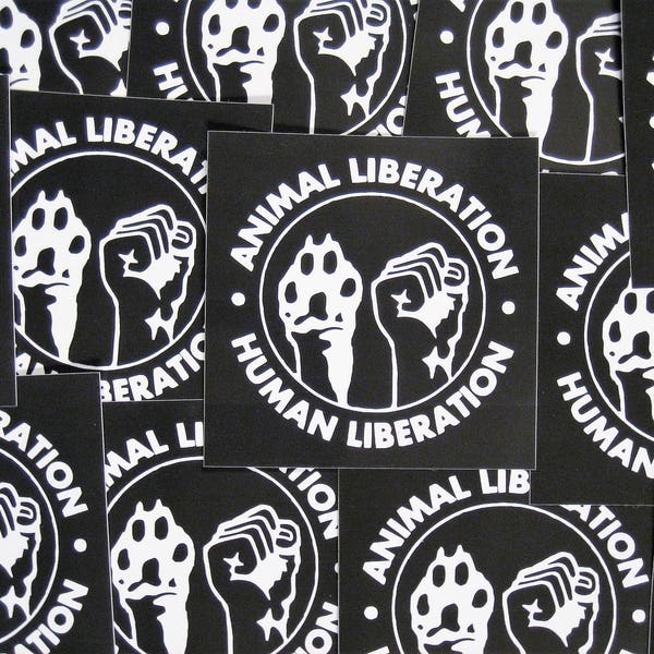 Lot of 10 4x4" Human & Animal Liberation Vinyl Sticker (Waterproof) - ALF Front Welfare Rights Anarcho Anarchy Vegan Vegetarian Earth First