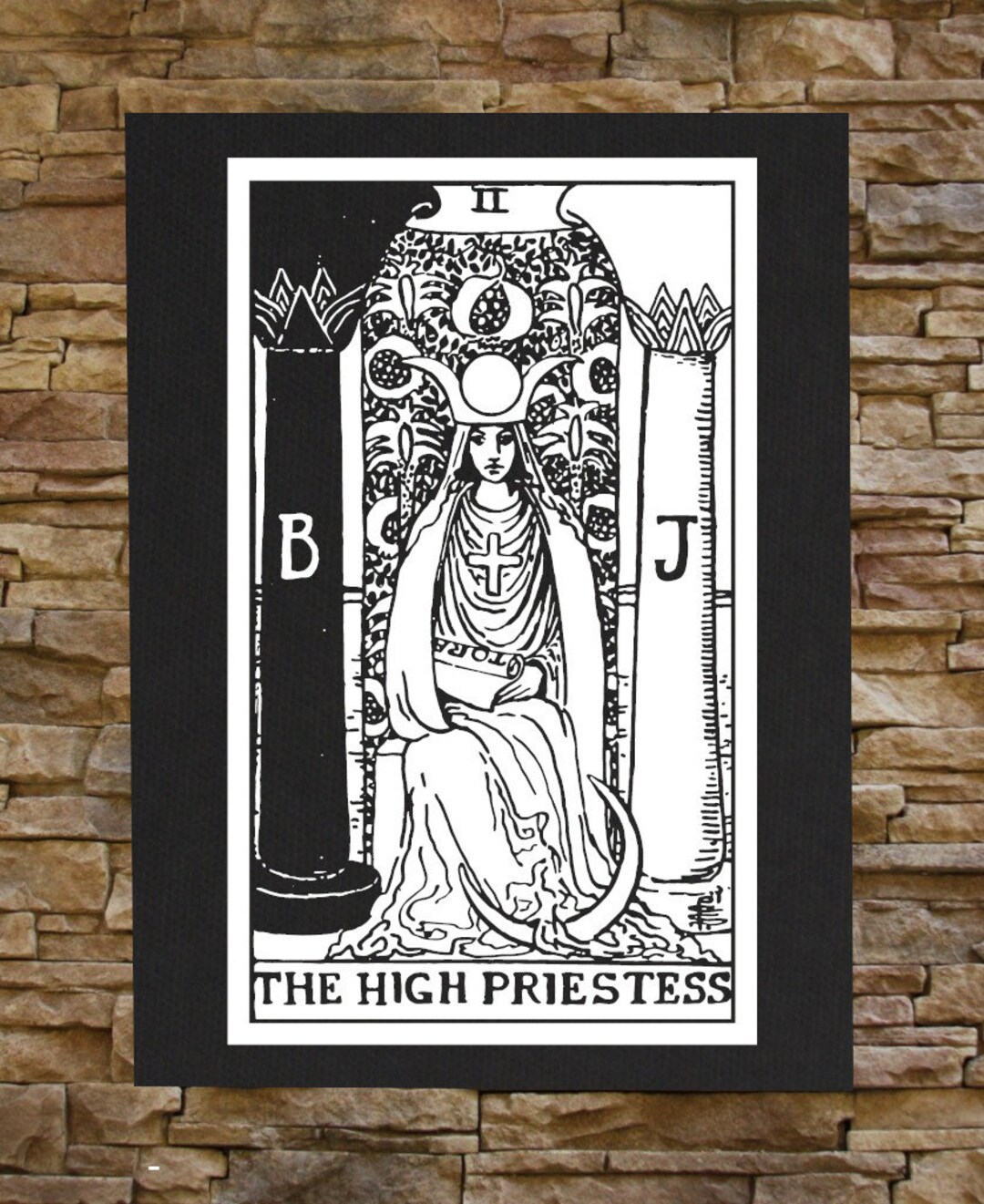 High Priestess Tarot Card Canvas Print BACK Patch Skull Occult 