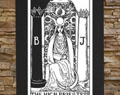 High Priestess Tarot Card Canvas Print / BACK Patch - Skull Occult