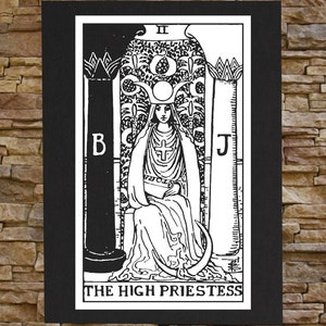 High Priestess Tarot Card Canvas Print / BACK Patch - Skull Occult Gothic Skeleton Medieval Magic Pentacle Wicca Witch Voodoo Memento Mori