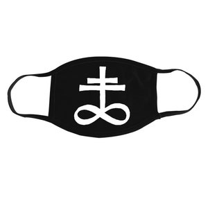 Leviathan Cross Cotton Face Mask - Baphomet Pentagram Occult Satanic Sigil of Lucifer Gothic Goth Satan Metal Devil Skeleton Skull Demonic