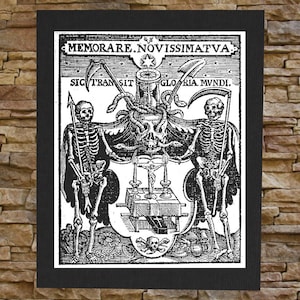 Memento Mori Canvas Print / BACK Patch - Remember Death Skull Occult Gothic Skeleton Medieval Wicca Witchcraft Voodoo seal goat Pentacle