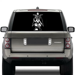 Baphomet Die Cut Vinyl Sticker - Sigil of Lucifer Decal Satanic Occult Metal Satan Goat&#39;s Head Pentagram Witchcraft Wicca Demonic Seal Cross