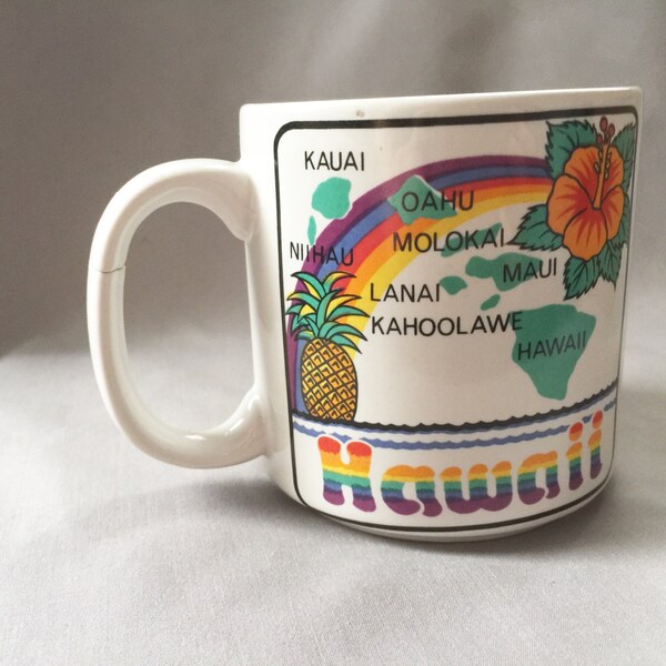 Hawaii Coffee Mug  // Hawaii Home Decor // Retro Kitchen // Retro Kitchen Decor // Ceramic Coffee Mug // Vintage Coffee Mug (D7)