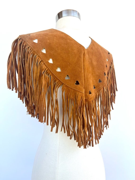 Brown Suede Fringe Vest Shawl one size fits all - image 4