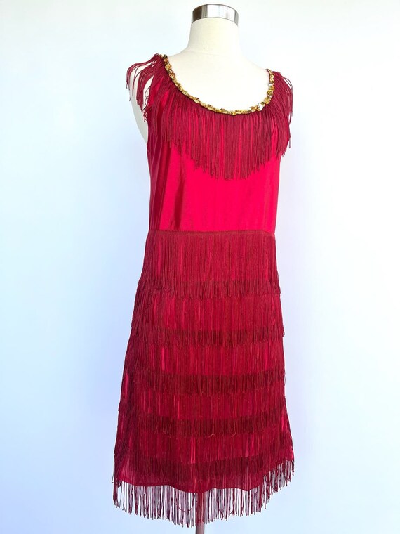 Red Fringe Flapper Costume Dress small - image 6