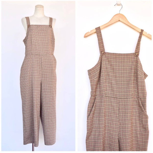 Brown Houndstooth Strappy Jumpsuit Large