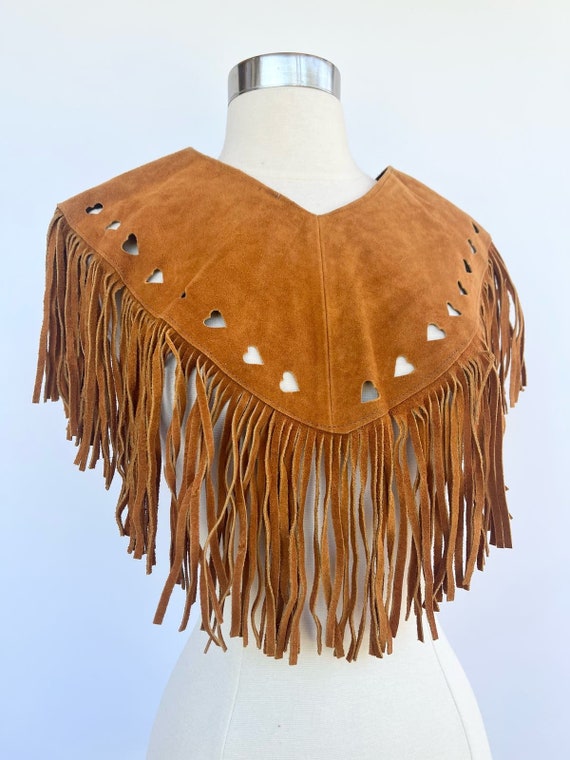 Brown Suede Fringe Vest Shawl one size fits all - image 2