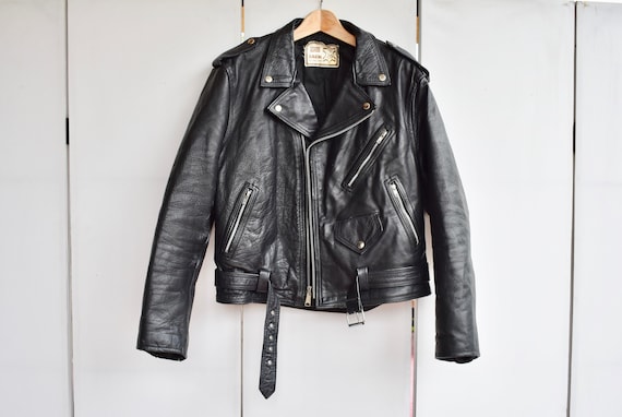 vintage motorcycle leather jacket / large / Free D