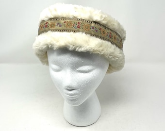 1960s Beige Faux Fur Hippie Hat