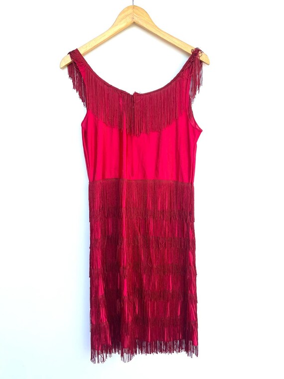 Red Fringe Flapper Costume Dress small - image 5