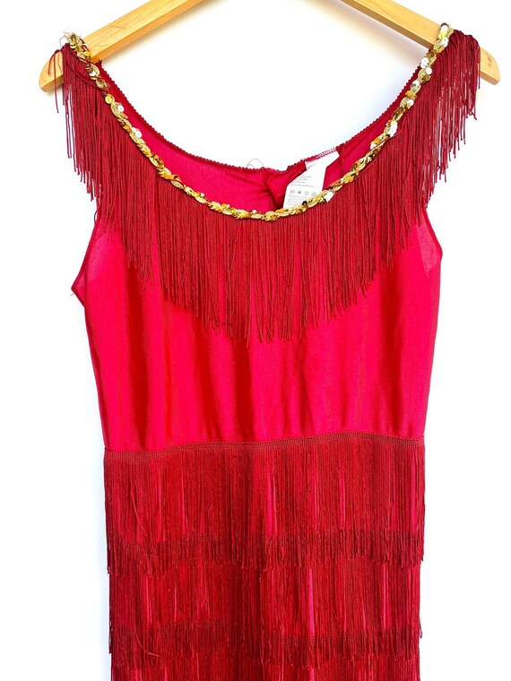 Red Fringe Flapper Costume Dress small - image 3