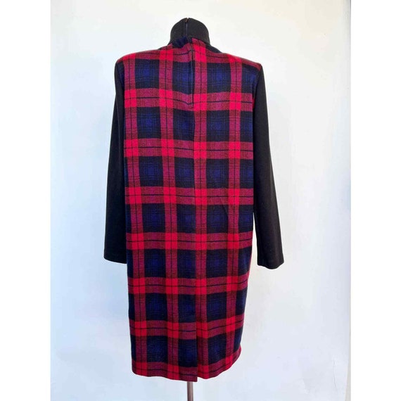 Vintage 1980s Mod Beatnik Style Plaid Dress / Lar… - image 4