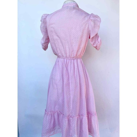 1970s Swiss Dot Victorian Style Pink Dress XS/S - image 6