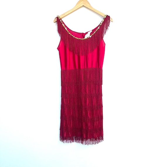 Red Fringe Flapper Costume Dress small - image 1