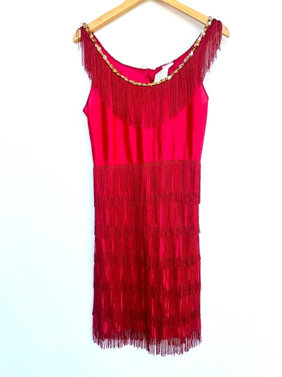 Red Fringe Flapper Costume Dress small - image 2