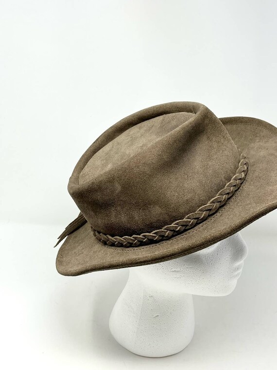 Hippie Suede Woven Hat Western Taupe Brown Hat