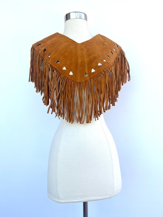 Brown Suede Fringe Vest Shawl one size fits all - image 3