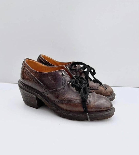 Dr Martens Distressed Brown Platform Heel Shoes 8
