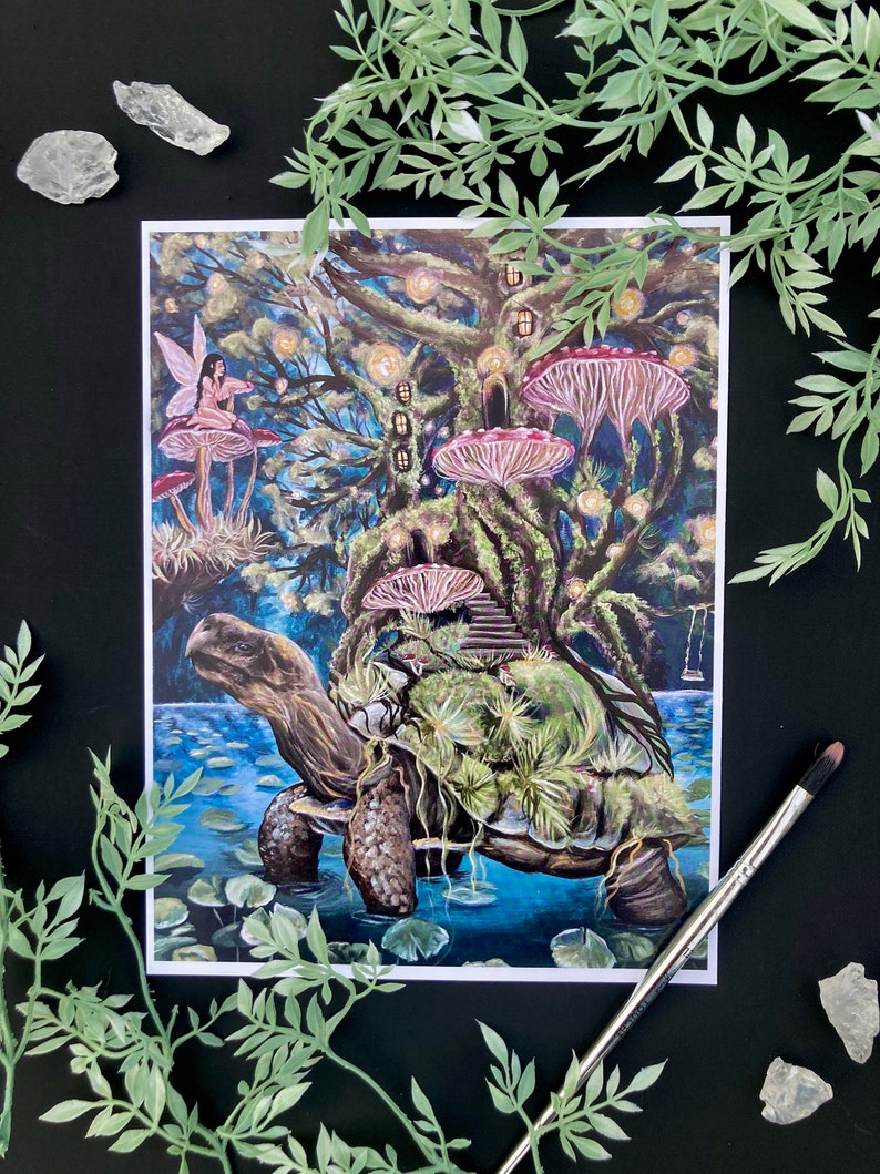 Fairy and Tortoise Art Print, Wall Art - Etsy