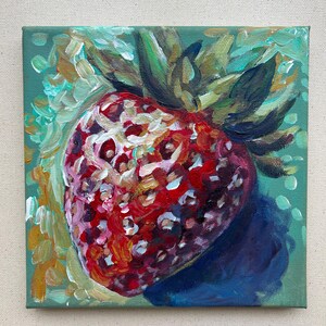 Smooshy Strawberry Acrylic Painting on Canvas