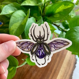 Jeweled beetle vinyl sticker, beetle waterproof sticker, unique bug sticker, waterproof beetle decal