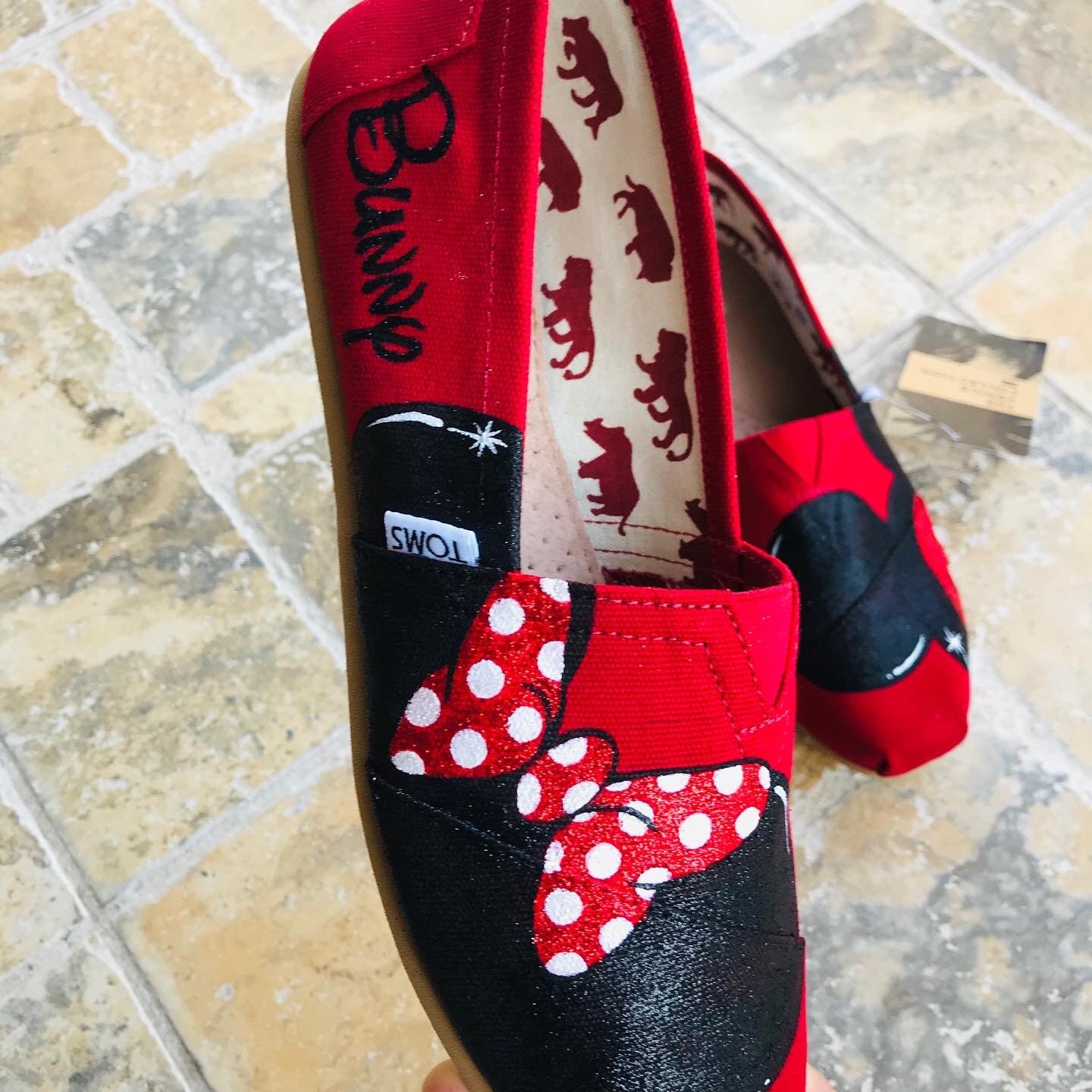 Mickey and Minnie Glittery Original Toms. I Can Add Name or
