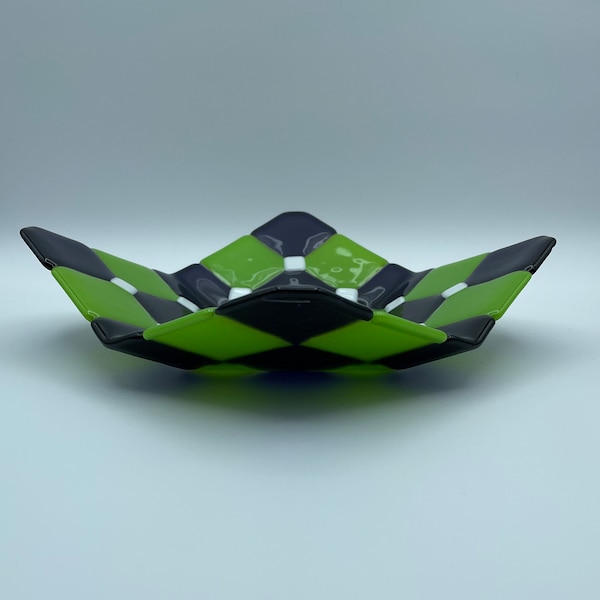 Festive Lime Green and Purple Square Bowl - 9" square