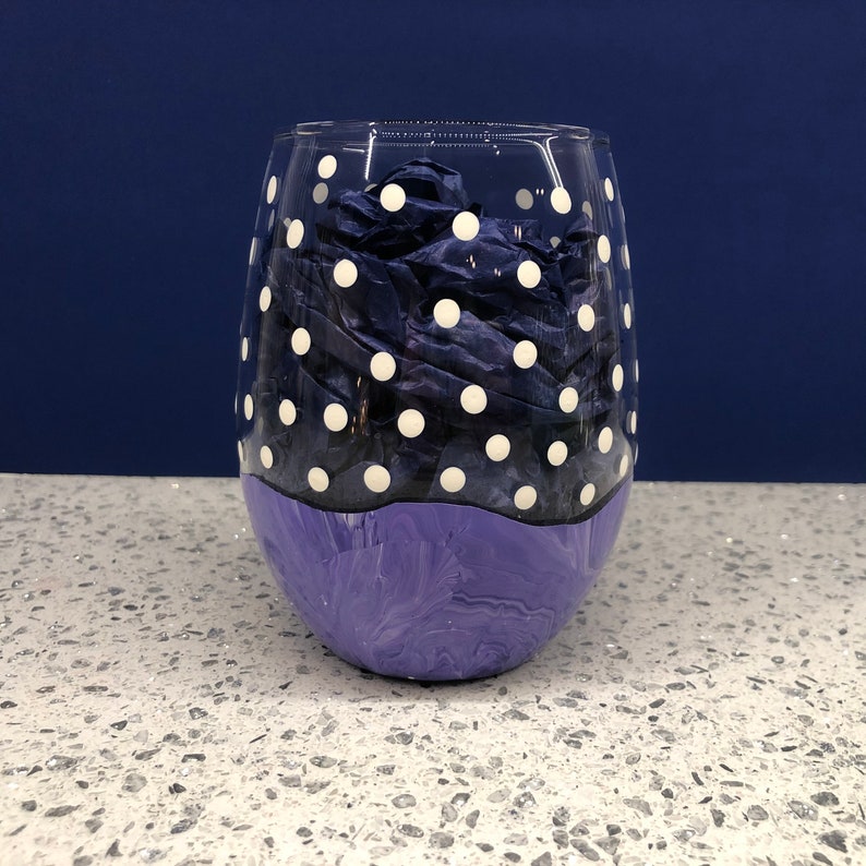 Festive Hand Painted Stemless White Wine Glasses-PICK TWO!
