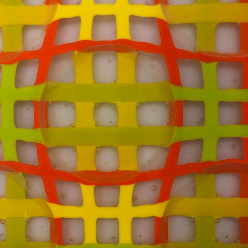 Festive Fused Glass Optics Plate 8 x 8 square Etsy