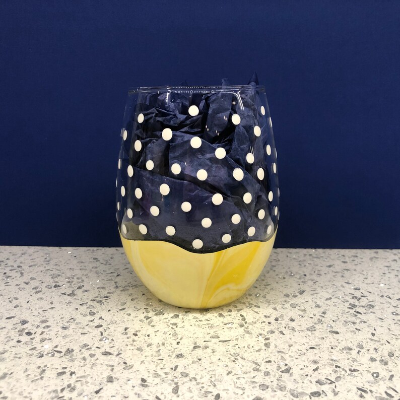 Festive Hand Painted Stemless White Wine Glasses-PICK TWO!
