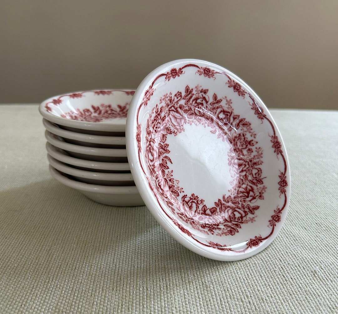 RARE Vintage Mcnicol China Clarksburg WVA Red Swag and Flowers