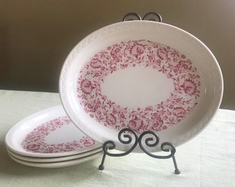 Vintage Syracuse China Roxbury (Mayflower Red) Pattern – Oval Platter, Set of 4