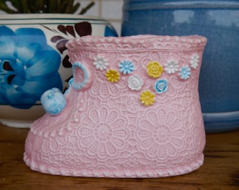 Mid Century Napcoware Pink Baby Bootie Planter Vase 8574