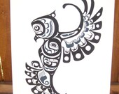 Northwest Coast Owl Print - Formline Bird Art 12x18 quot