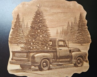 3D illusion truck with Christmas tree