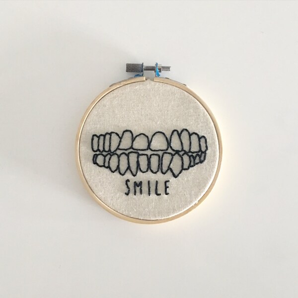 handmade mini teeth embroidery hoop design