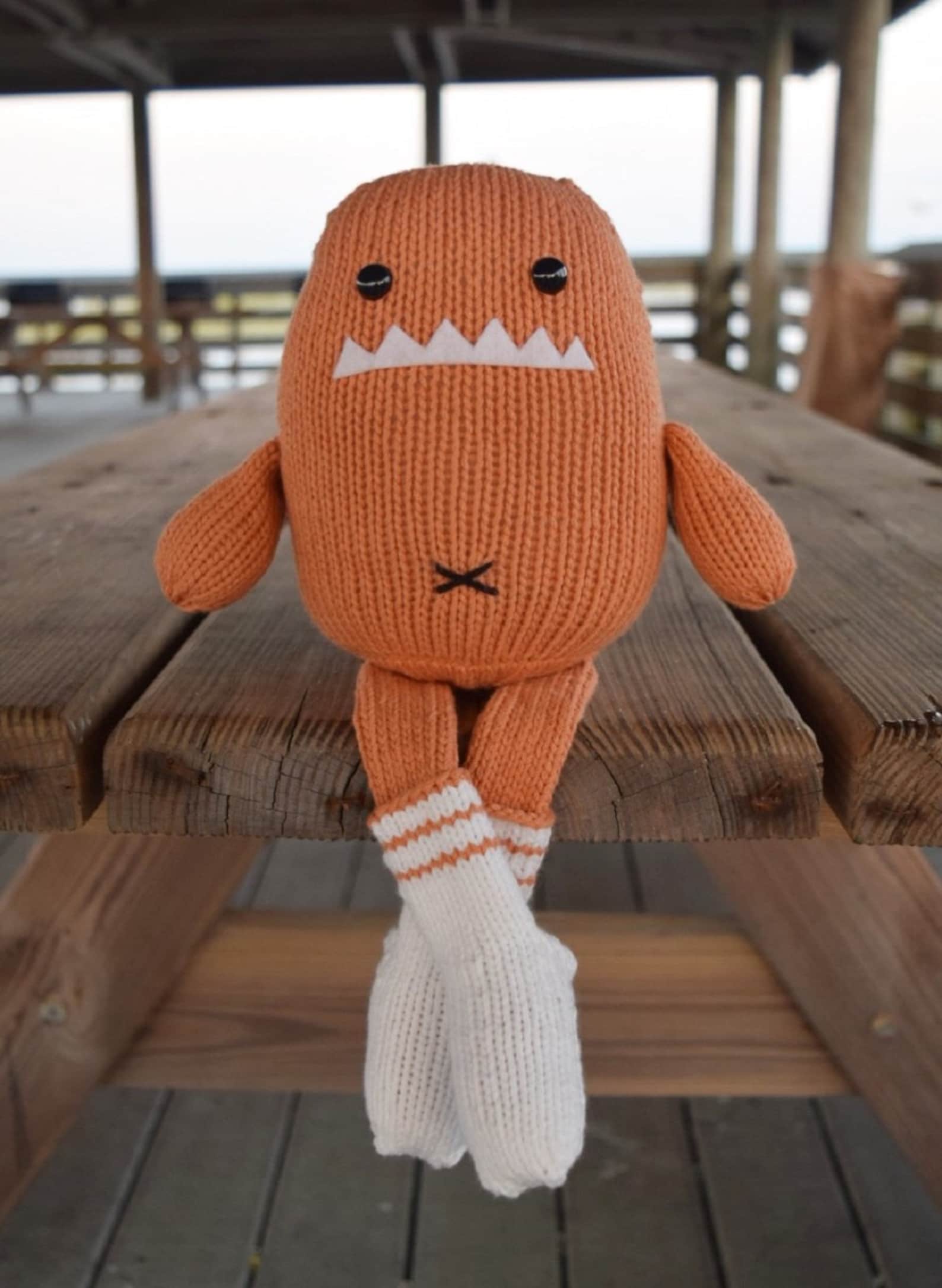 Orange Sock Monster Knit Toy Handmade Kids Toy Stuffed Etsy