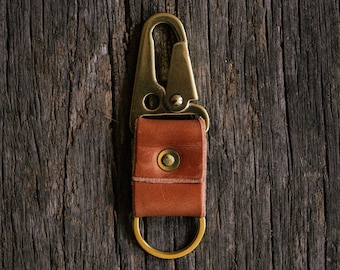 Keychain, Every Day Carry | Solid Brass | Horween Leather | Made in Chicago