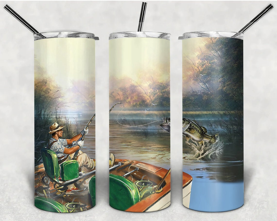 20 oz Skinny Tumbler Wrap Fishing Knowledge Sublimation Design PNG ...
