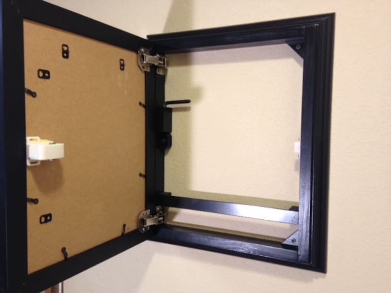 Black Frame with hidden storage and magnetic locking system
